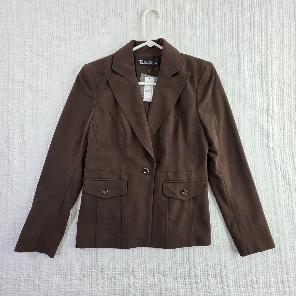 New York & Company Blazer Women 4 Brown NWT 7th Avenue Professional Tailored